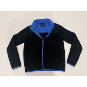 Aéropostale Women's Black Blue Fleece Full Zip Up Collar Short Jacket Size M